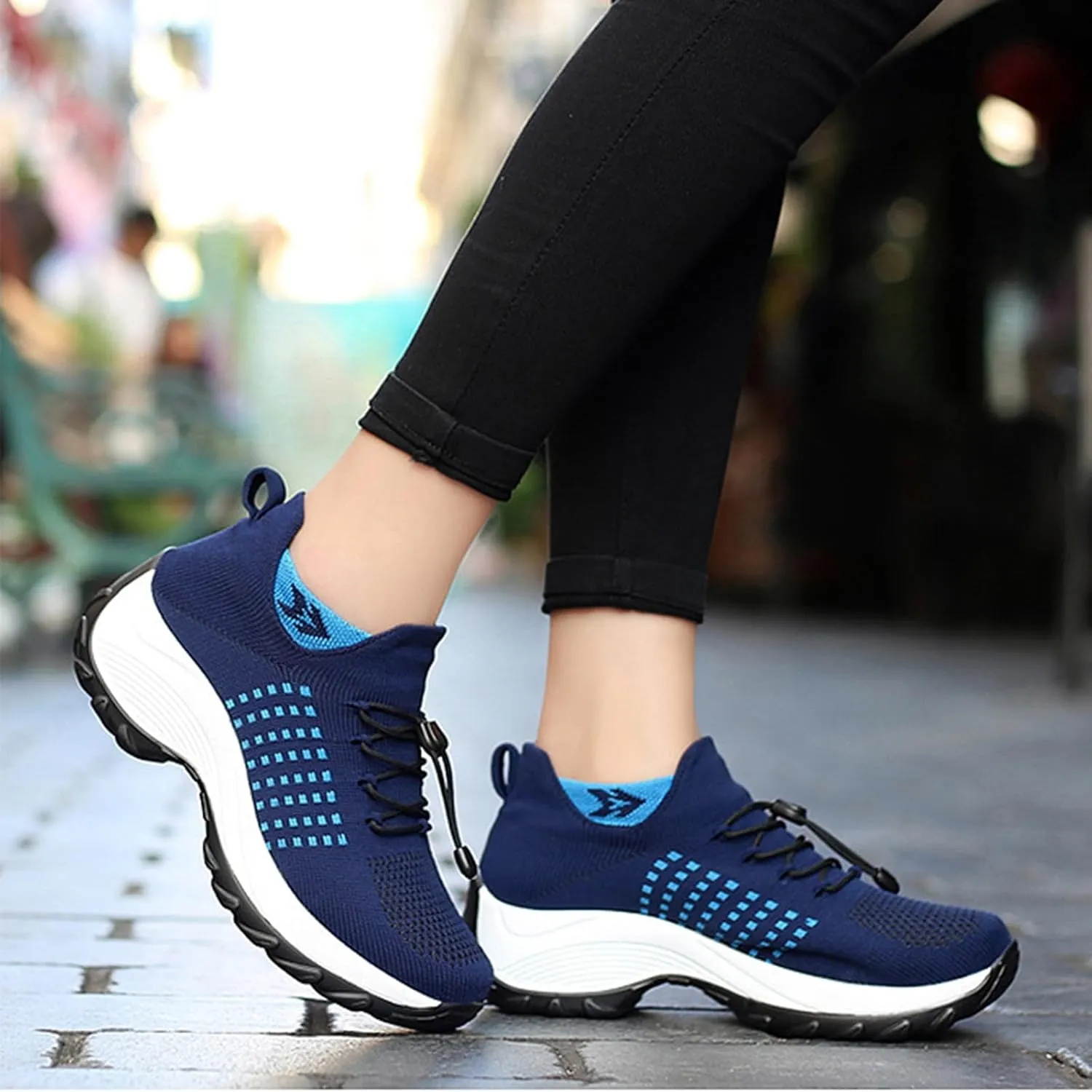 HINDOLA Women's Orthopedic Sock Sneakers Breathable Mesh Nursing Work Comfortable Casual Air Cushion Athletic Running Jogging Shoes