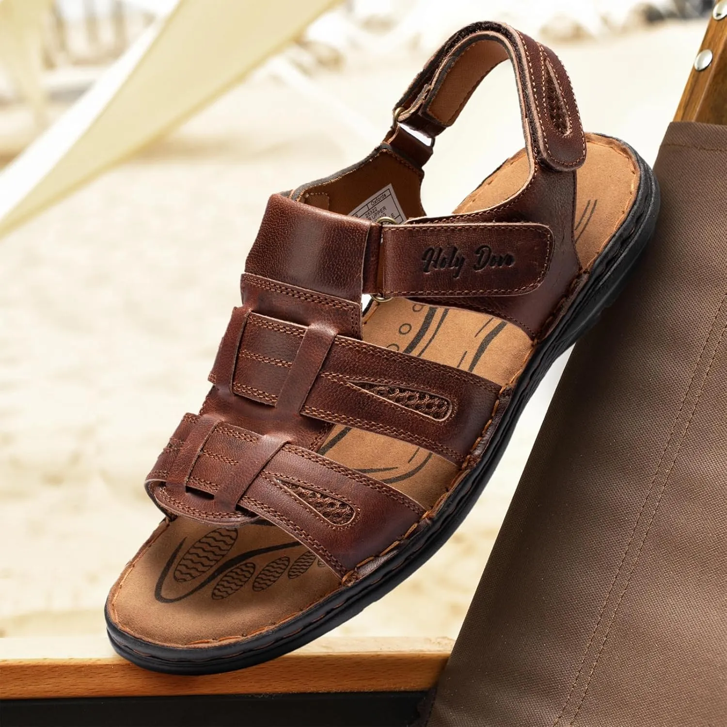 Holy dove Men's Sandals Open Toe Leather Fisherman Sport Hiking Outdoor Casual Summer Sandals Shoes for Men