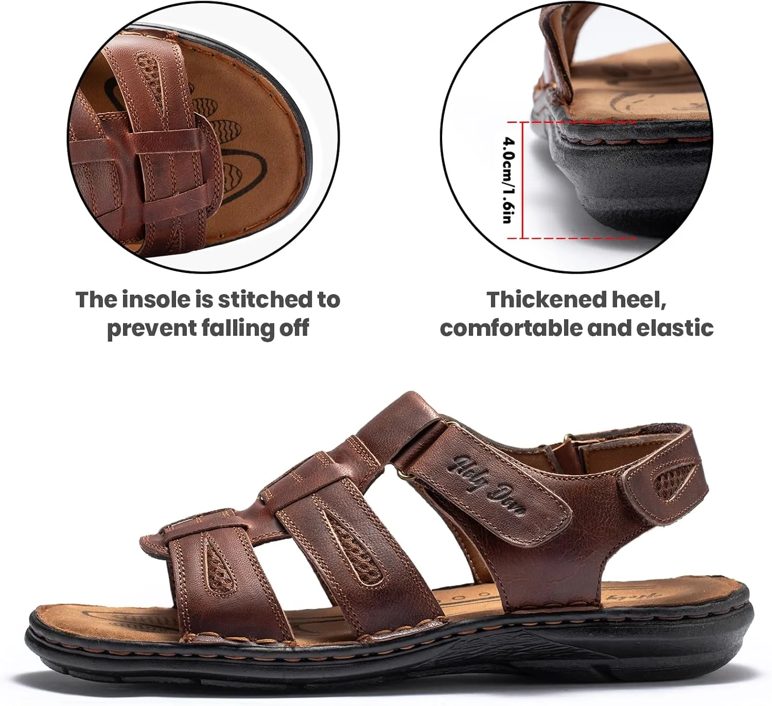 Holy dove Men's Sandals Open Toe Leather Fisherman Sport Hiking Outdoor Casual Summer Sandals Shoes for Men
