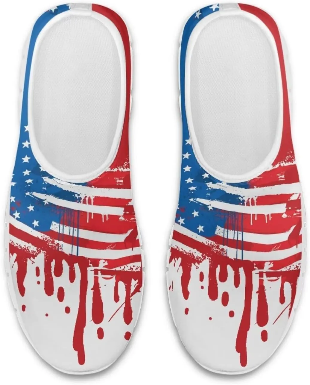 Howilath Flag Print Mens Slip on Shoes Casual Running Sneakers Anti-Skid Loafers with EVA Sole