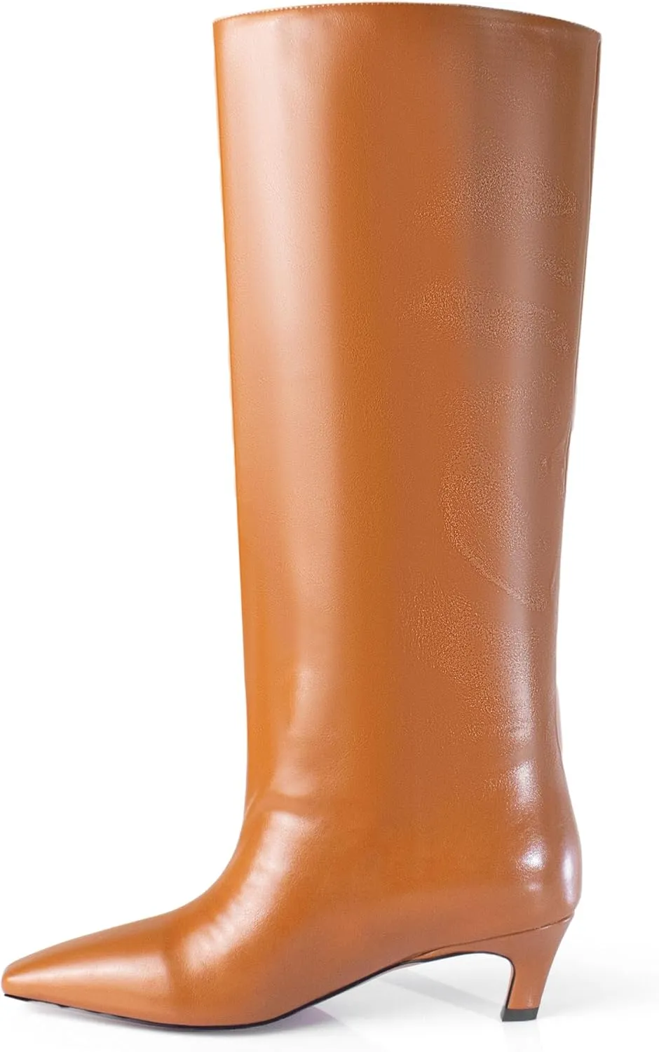iadore Women's Western Knight Boots, Vegan Leather Crocodile Printed Square Toe Kitten Heel Wide Straight Shaft Knee High Boots 2 Inch