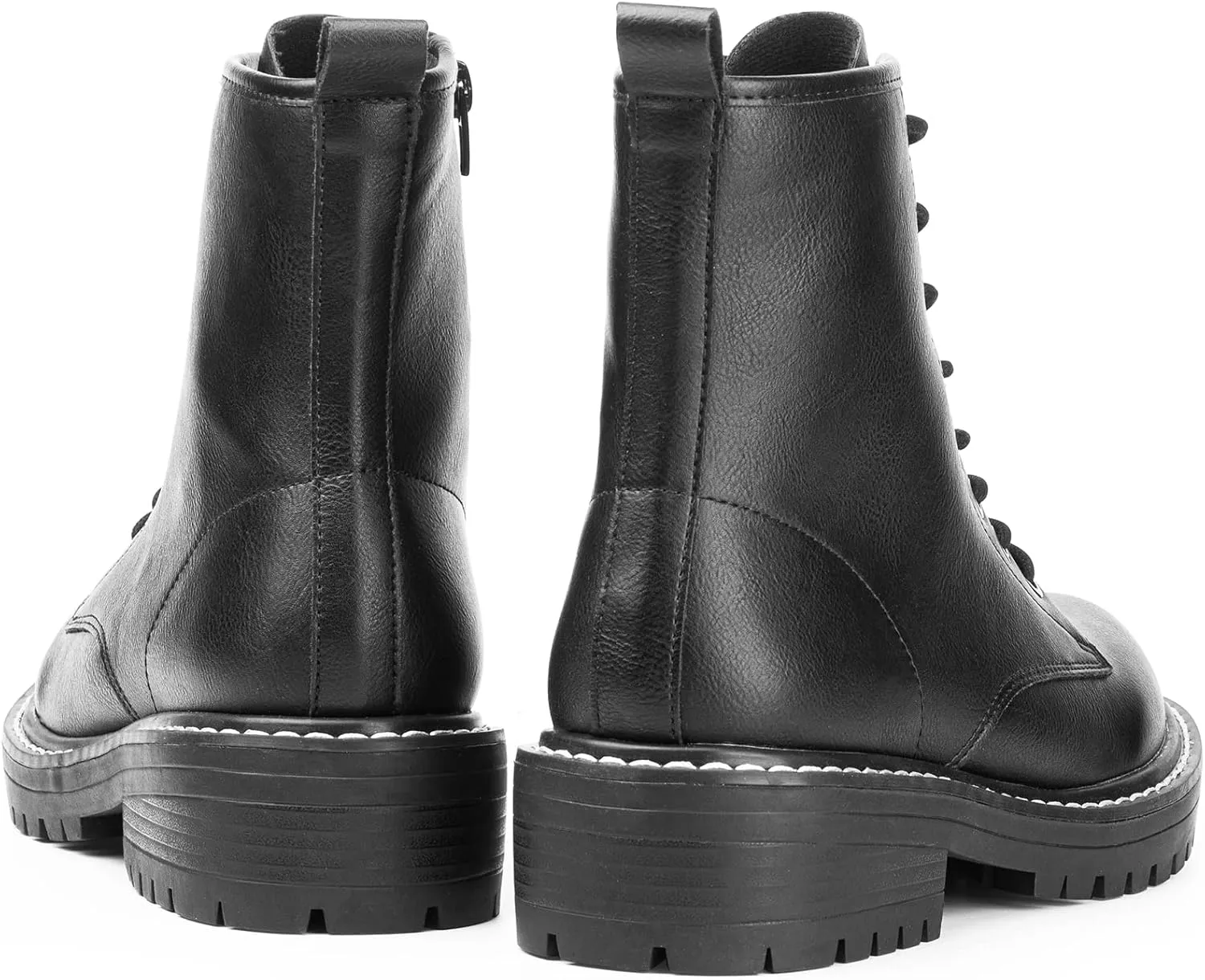 ICHIGO Women’s Fashion Ankle Booties Causal 8-Eye Side Zipper Lace-up Combat Boots