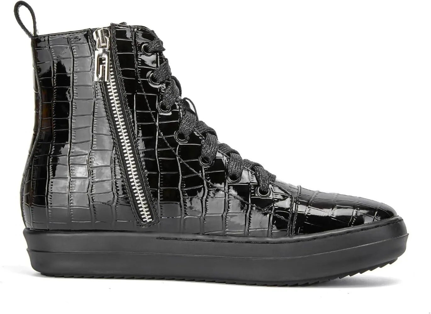 IMPREMEY Women's High Top Sneakers Lace Up PU Leather Shoes with Thick Soles and Zipper, Fashionable Walking Shoes
