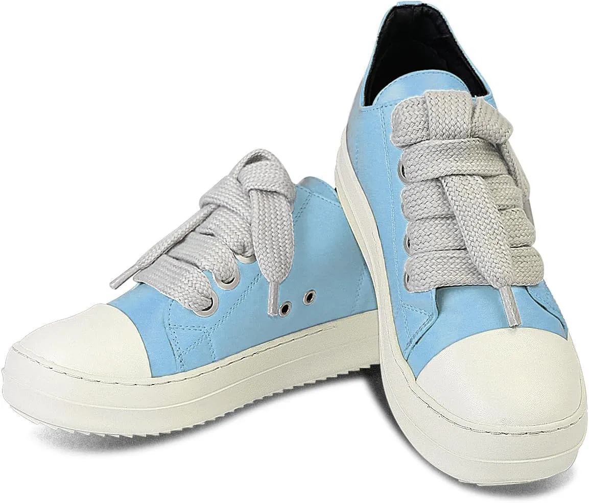 IMPREMEY Women's Low top Sneakers Fashion Thick Strap Leather Walking Shoes.