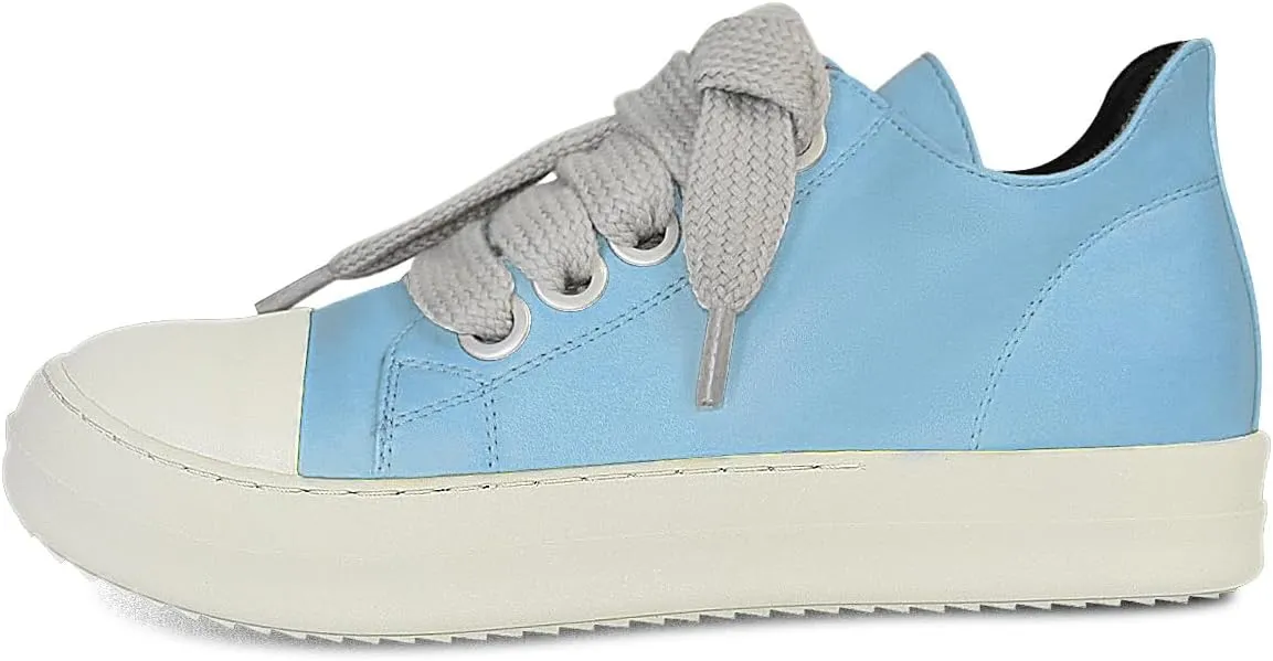 IMPREMEY Women's Low top Sneakers Fashion Thick Strap Leather Walking Shoes.