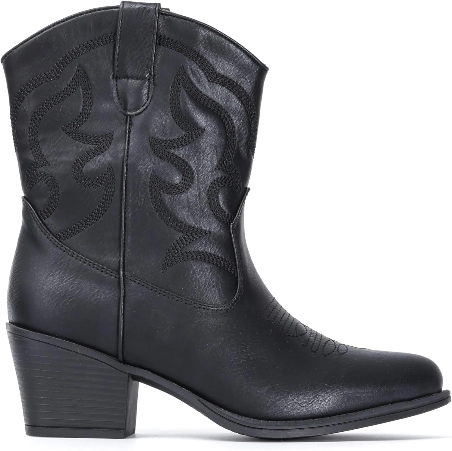 IXU Cowboy Boots for Women Suede Ankle Western Cowgirl Boots Mid Calf Pointed Toe Short Chunky Classic Booties