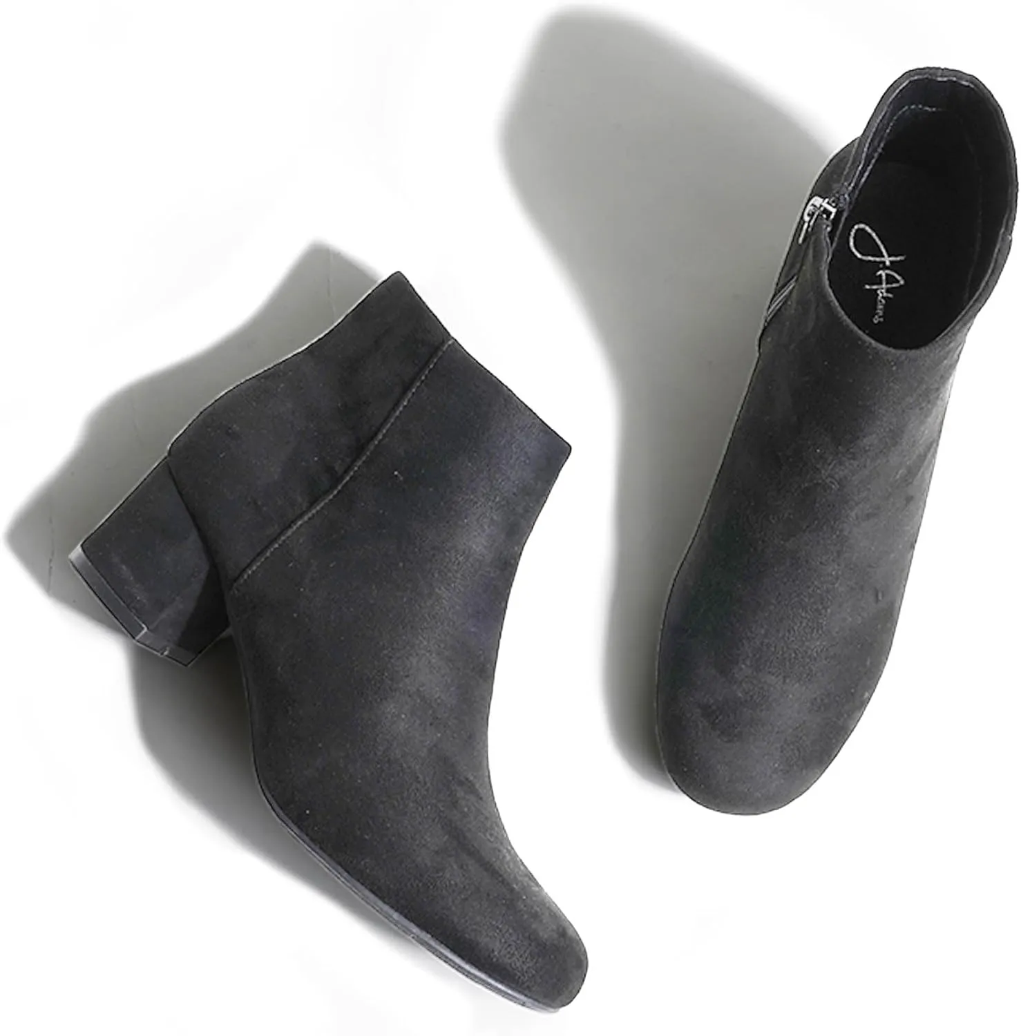 J. Adams Low Heel Zip Up Round Toe Ankle Bootie - Jody
