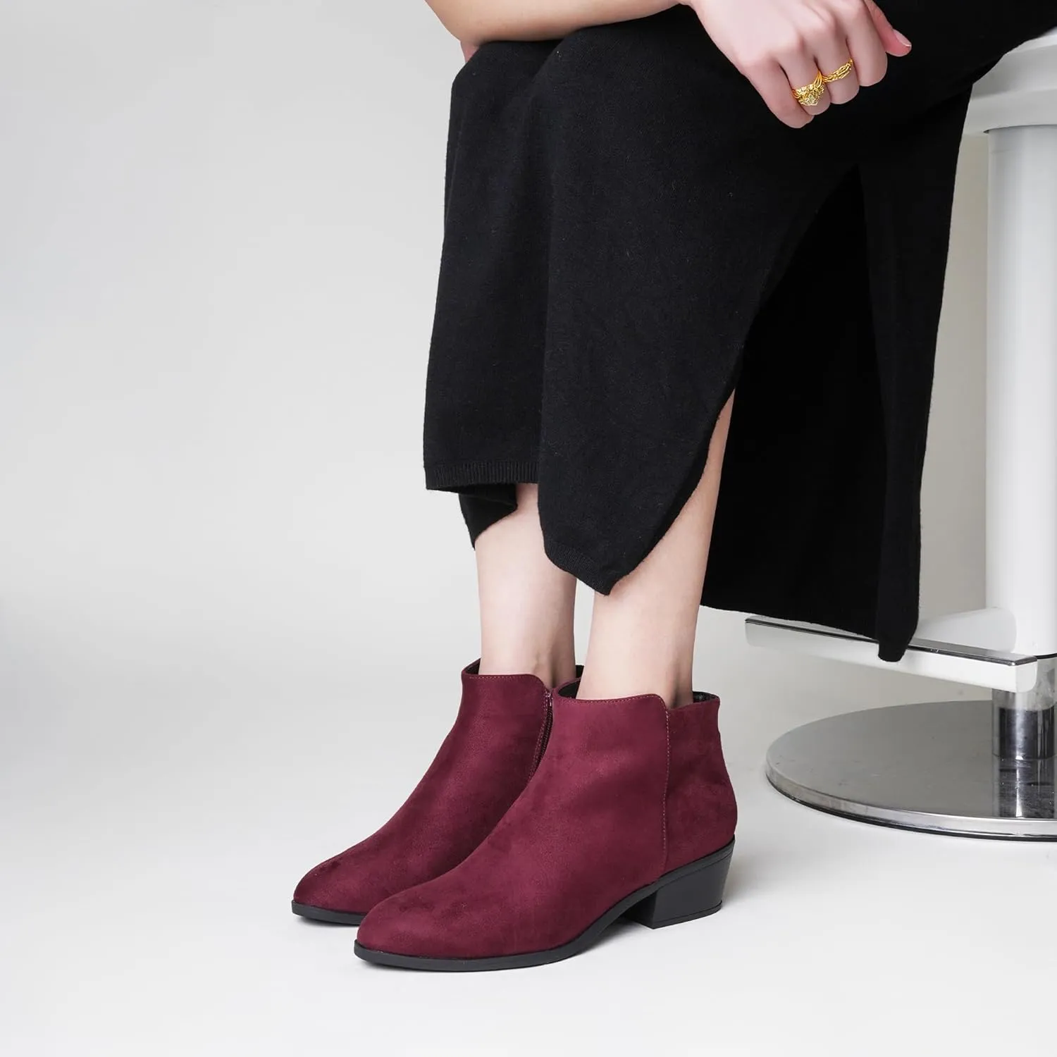J. Adams Women's Lexy Ankle Boots, Short Low Heel, Side Zipper, Casual Booties for Fall and Winter
