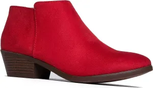J. Adams Women's Lexy Ankle Boots, Short Low Heel, Side Zipper, Casual Booties for Fall and Winter