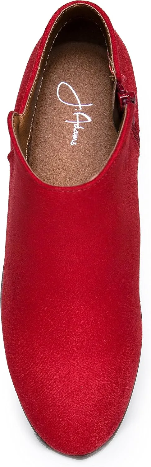 J. Adams Women's Lexy Ankle Boots, Short Low Heel, Side Zipper, Casual Booties for Fall and Winter