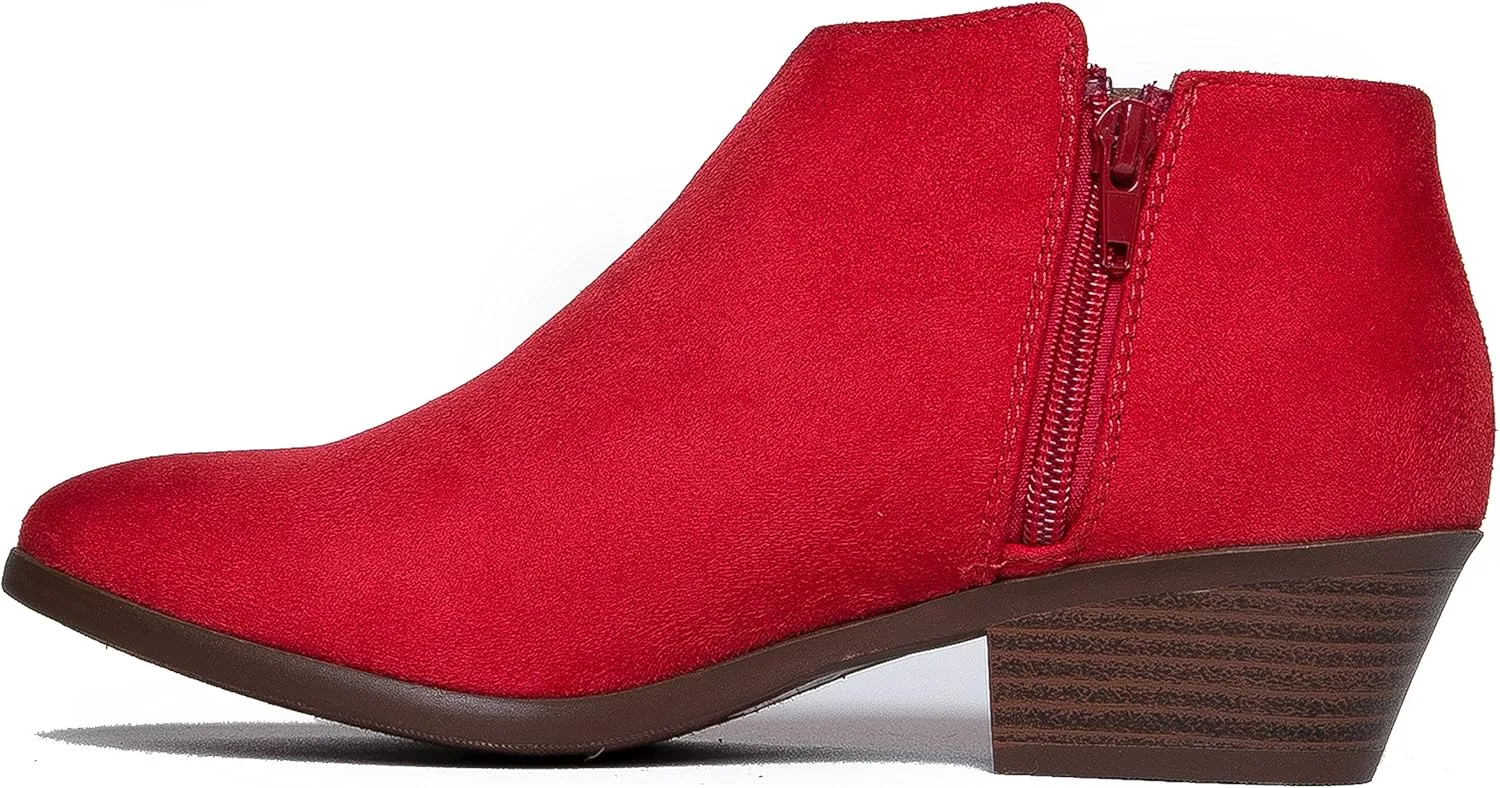 J. Adams Women's Lexy Ankle Boots, Short Low Heel, Side Zipper, Casual Booties for Fall and Winter