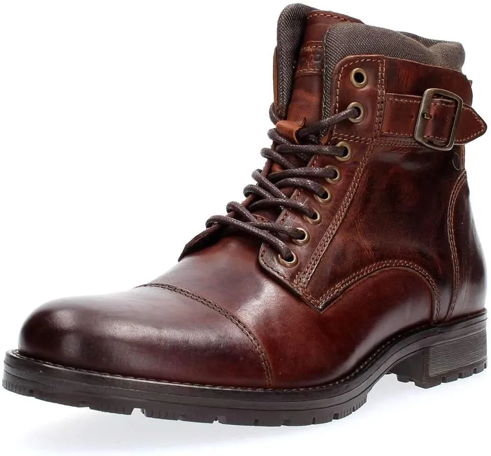 JACK & JONES Men's Jfwalbany Leather Brown Stone Sts Biker Boots