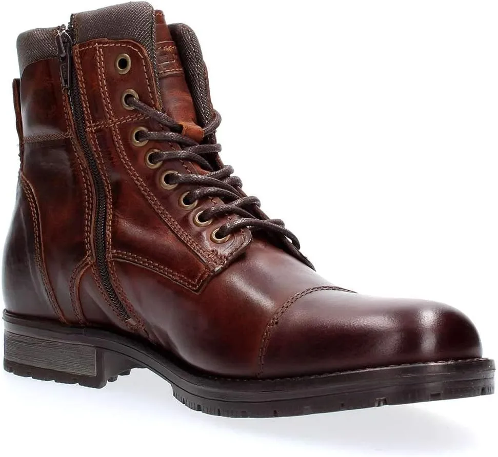 JACK & JONES Men's Jfwalbany Leather Brown Stone Sts Biker Boots