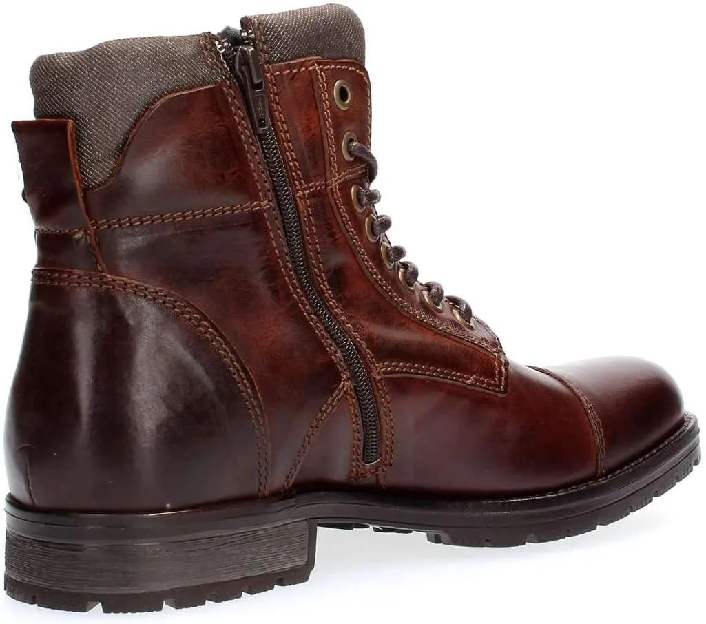 JACK & JONES Men's Jfwalbany Leather Brown Stone Sts Biker Boots