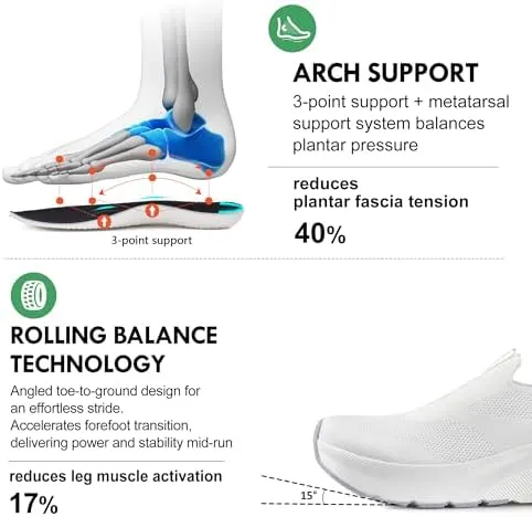 JACKSHIBO Mens Slip in Free up Hands Shoes Wide Toe Box Arch Support Orthopedic Walking Sneakers Cushioned Thick Zero Drop Sole Metatarsal Pads