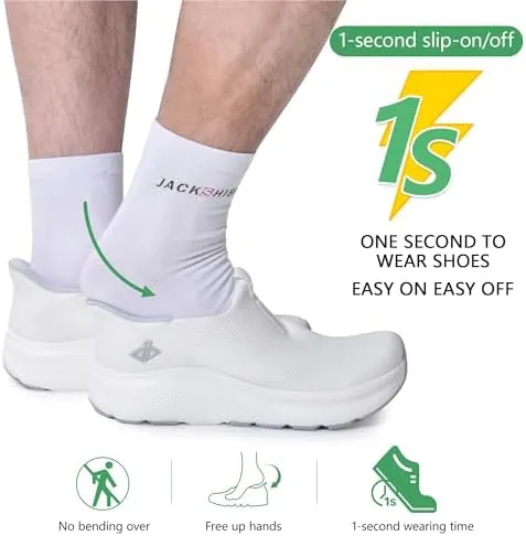 JACKSHIBO Mens Slip in Free up Hands Shoes Wide Toe Box Arch Support Orthopedic Walking Sneakers Cushioned Thick Zero Drop Sole Metatarsal Pads