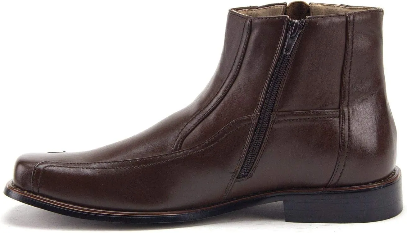 Jazamé Men's Leather Lined Ankle High Moto Zipped Chelsea Dress Boots Botas Bota