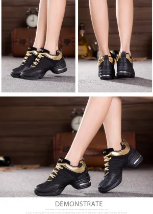 Jazz Dance Shoes Women's Lace-Up Dance Sneakers Women's Split Shoes Air Cushion Modern Dance Shoes Thick Sole