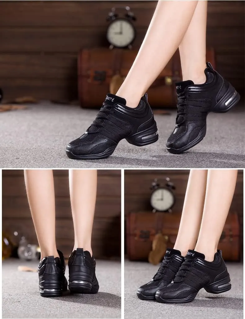 Jazz Dance Shoes Women's Lace-Up Dance Sneakers Women's Split Shoes Air Cushion Modern Dance Shoes Thick Sole