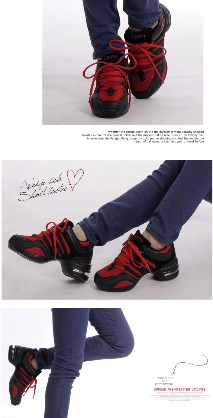 Jazz Dance Shoes Women's Lace-Up Dance Sneakers Women's Split Shoes Air Cushion Modern Dance Shoes Thick Sole