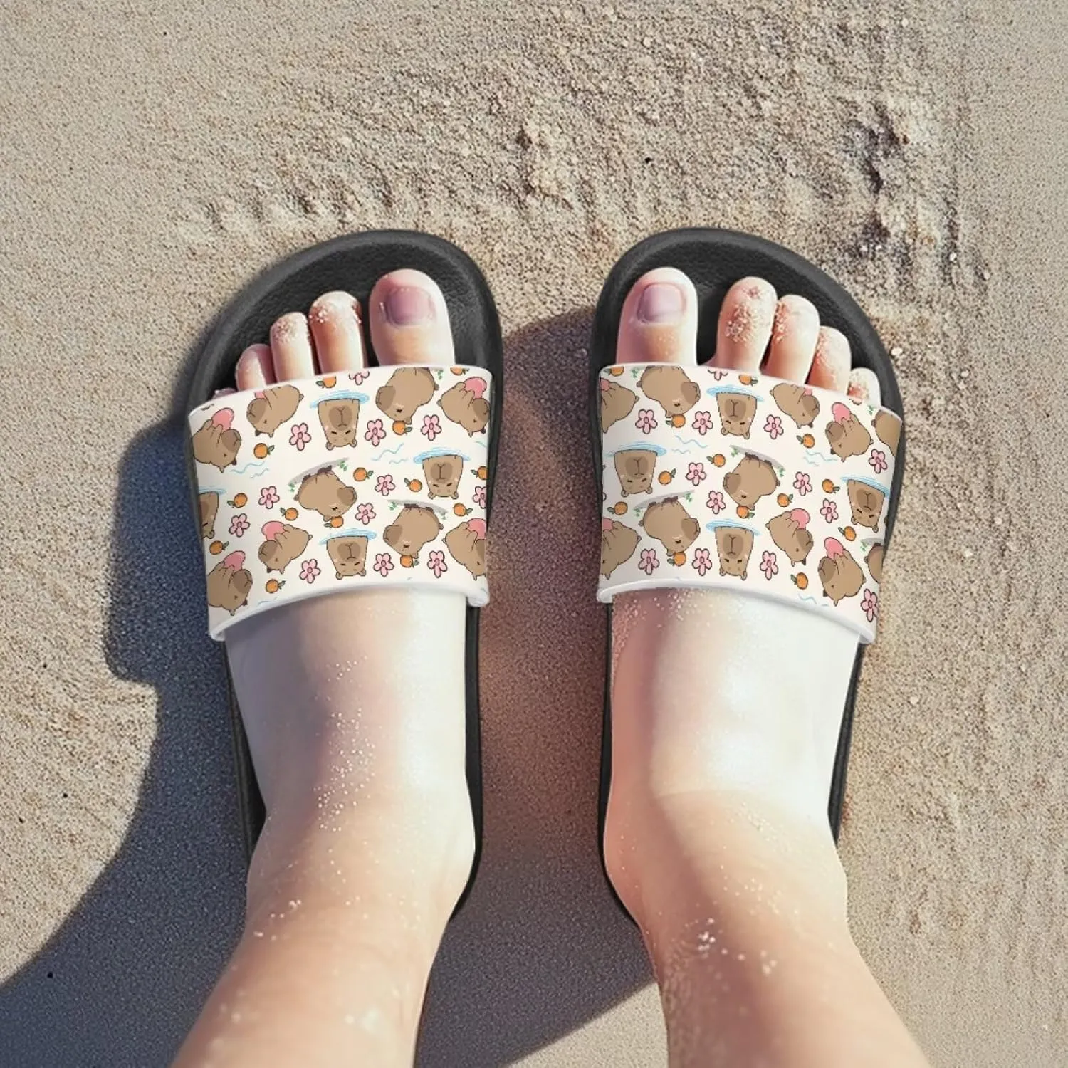 Jeiento Unisex Children Sandals Thick Sole Comfort Footed Casual Slide Open Toe Flat Sandals for Beach,Pool,Bathroom