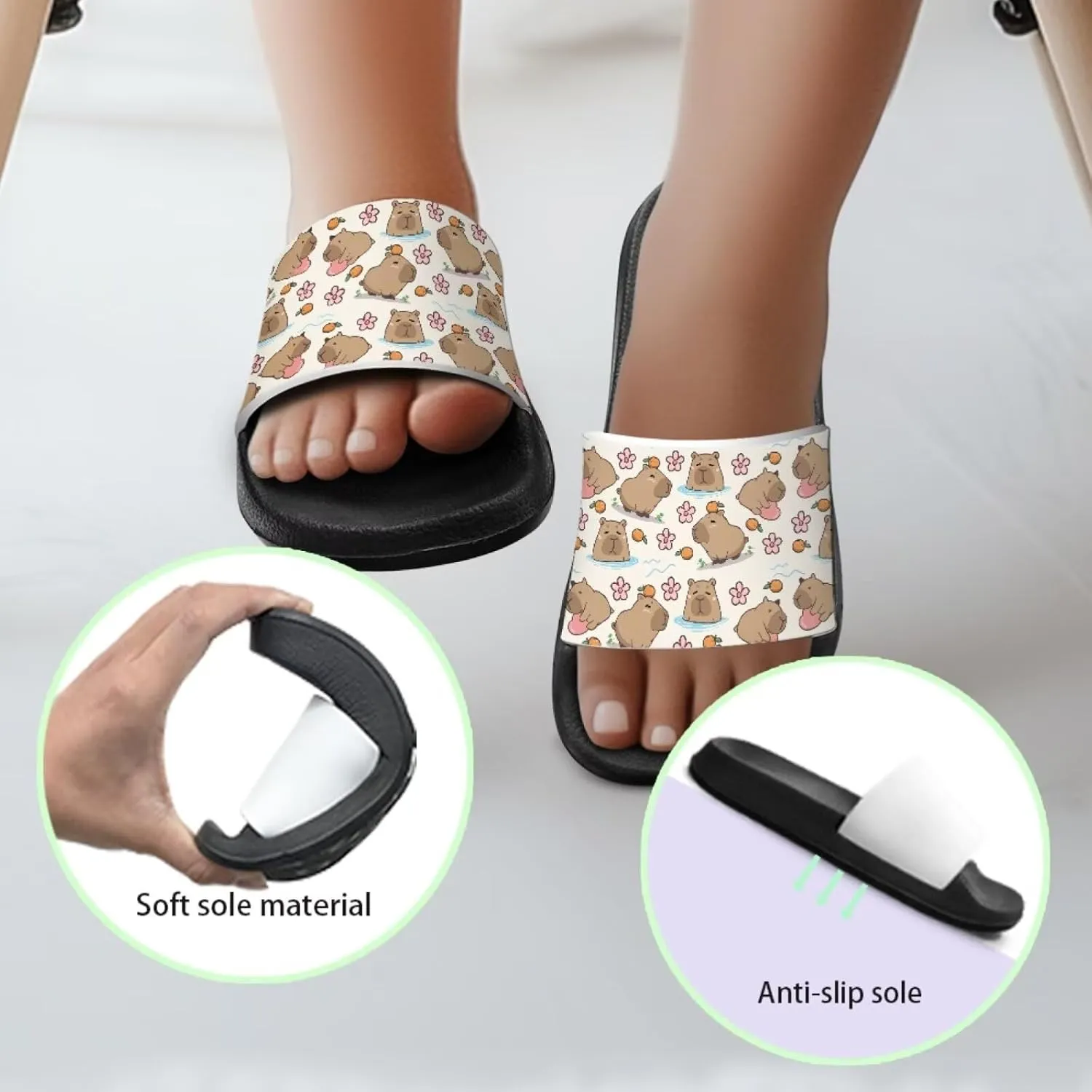 Jeiento Unisex Children Sandals Thick Sole Comfort Footed Casual Slide Open Toe Flat Sandals for Beach,Pool,Bathroom