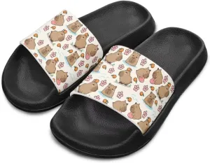 Jeiento Unisex Children Sandals Thick Sole Comfort Footed Casual Slide Open Toe Flat Sandals for Beach,Pool,Bathroom