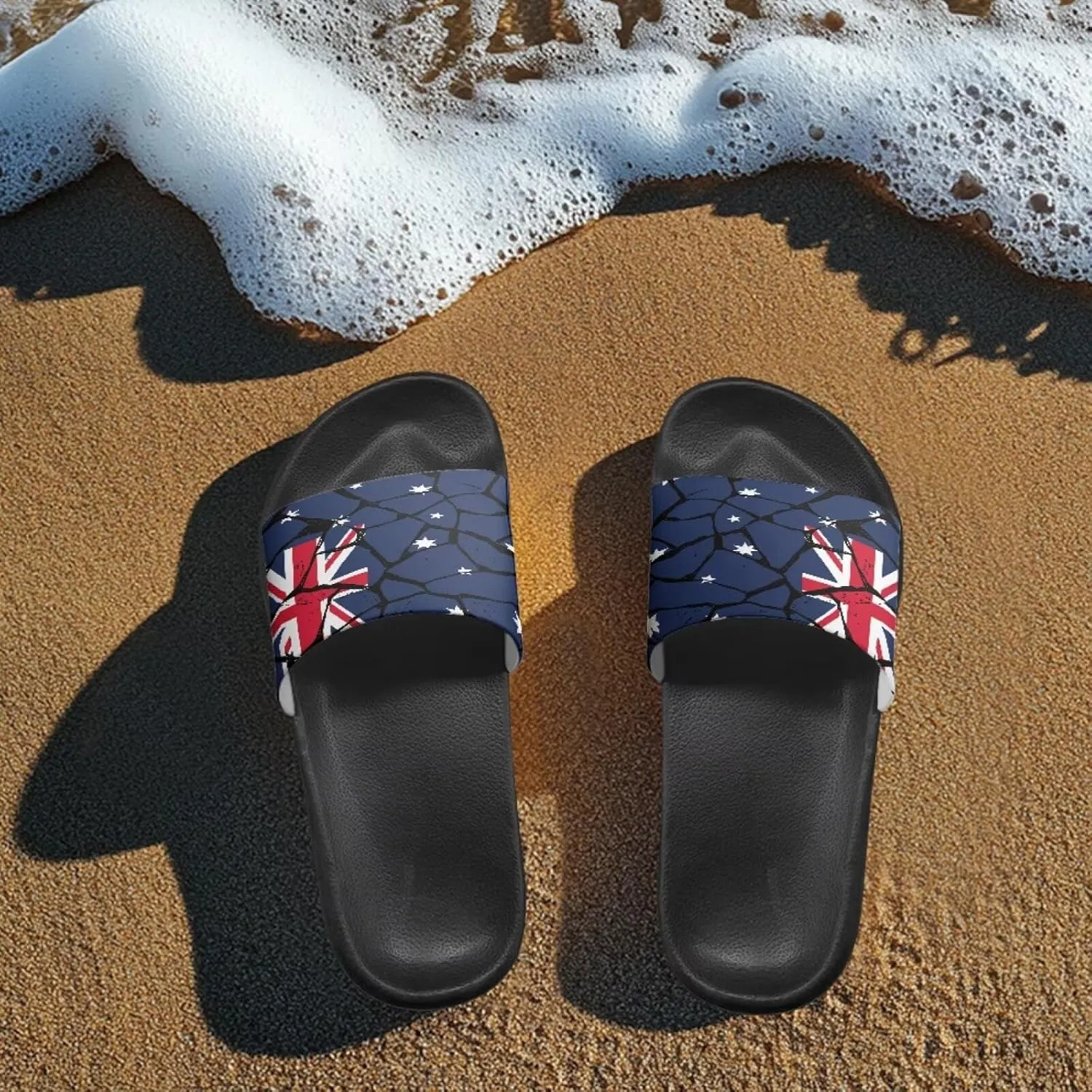 Jeiento Women Slide Sandals American Flag Slippers Holiday Shoes Non Slip Athletic Sandals Bathroom Beach Showe Shoes