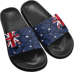 Jeiento Women Slide Sandals American Flag Slippers Holiday Shoes Non Slip Athletic Sandals Bathroom Beach Showe Shoes