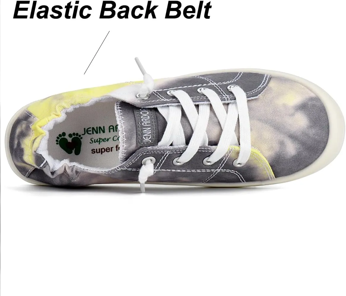 JENN ARDOR Women’s Low Top Canvas Slip On Sneaker Comfort Casual Shoes Walking Flats