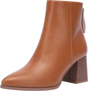 Jeossy Women's Chunky Heeled Ankle Boots, Pointed Toe Stacked Block Heel Booties