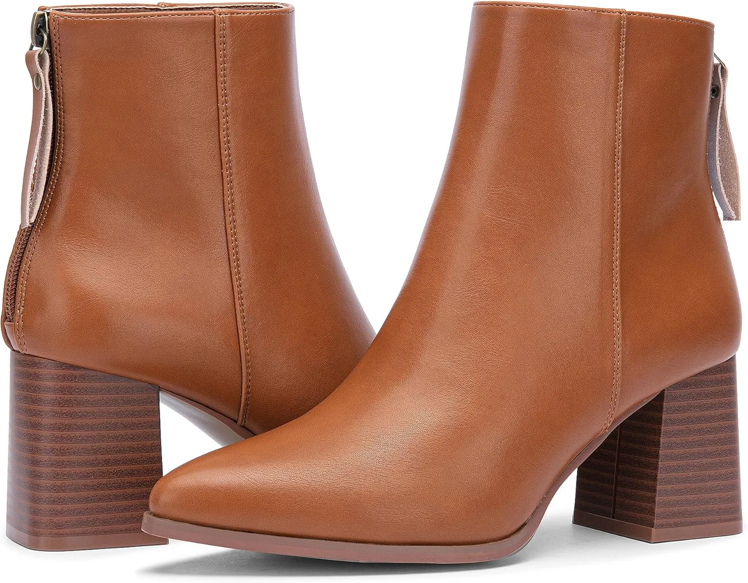 Jeossy Women's Chunky Heeled Ankle Boots, Pointed Toe Stacked Block Heel Booties