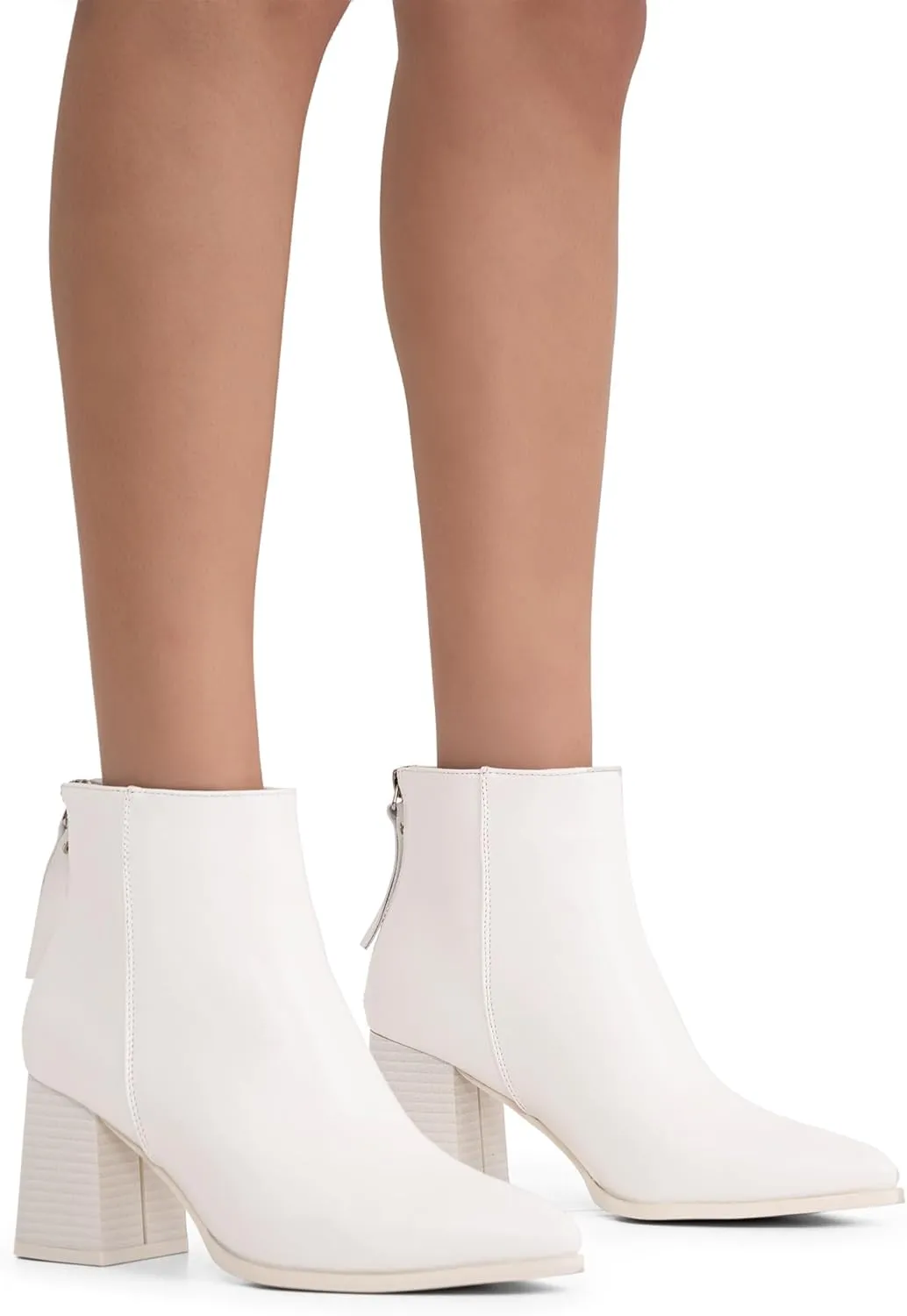 Jeossy Women's Chunky Heeled Ankle Boots, Pointed Toe Stacked Block Heel Booties