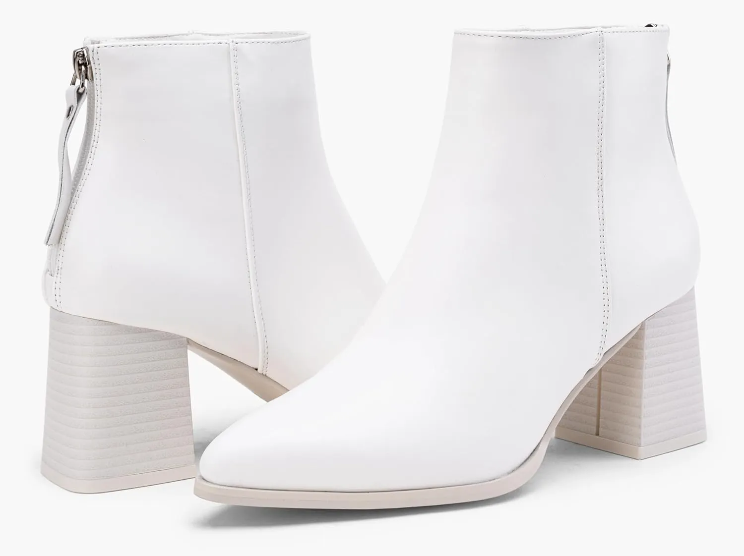 Jeossy Women's Chunky Heeled Ankle Boots, Pointed Toe Stacked Block Heel Booties