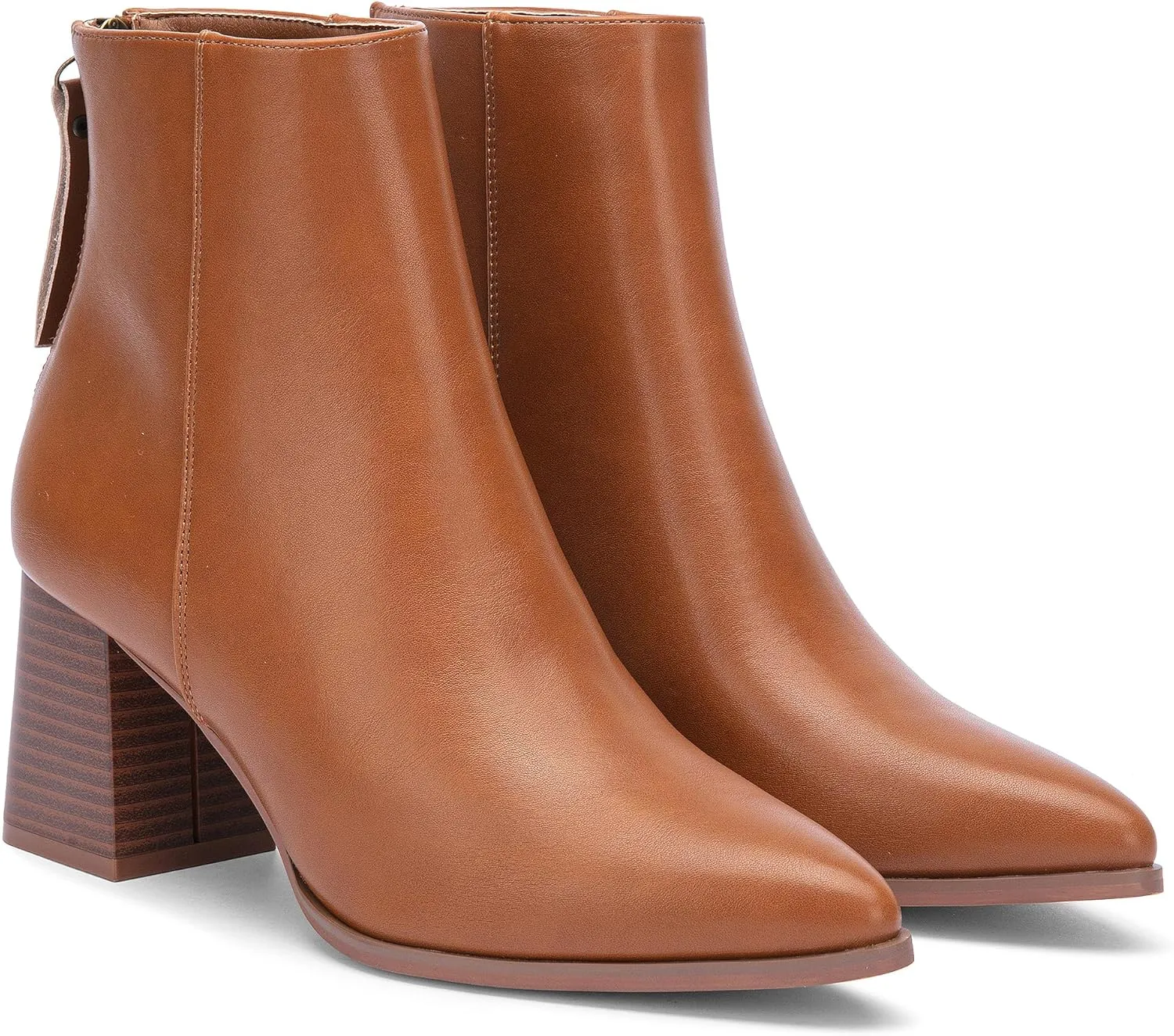 Jeossy Women's Chunky Heeled Ankle Boots, Pointed Toe Stacked Block Heel Booties