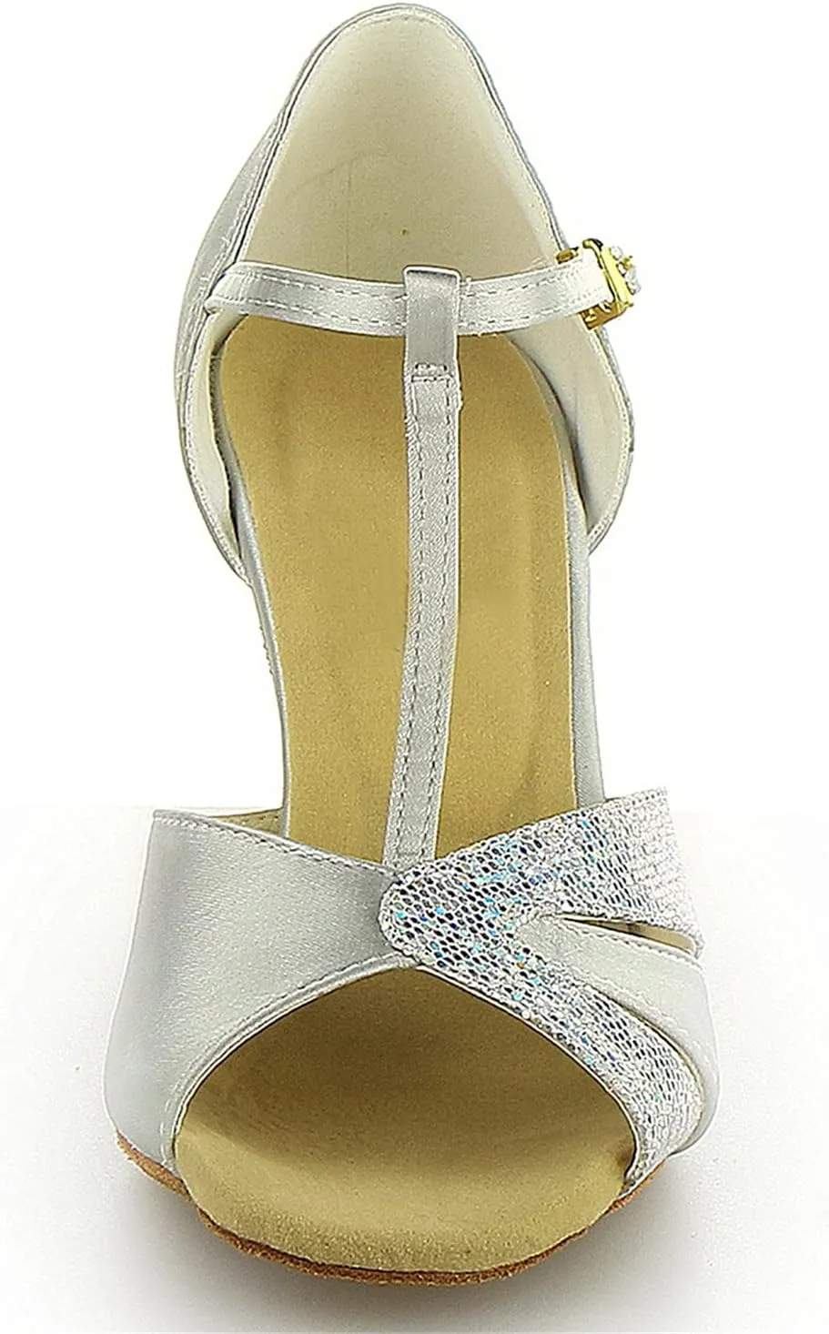 JIAJIA 20518 Women's Satin Sandals Flared Heel Latin Salsa Performance Dance Shoes