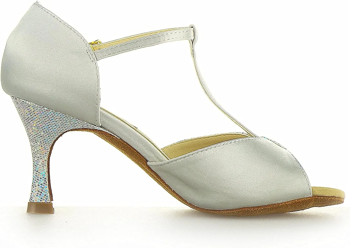 JIAJIA 20518 Women's Satin Sandals Flared Heel Latin Salsa Performance Dance Shoes