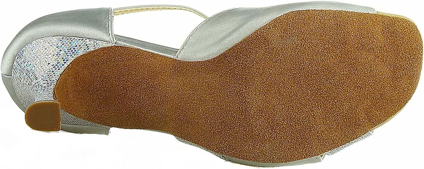JIAJIA 20518 Women's Satin Sandals Flared Heel Latin Salsa Performance Dance Shoes