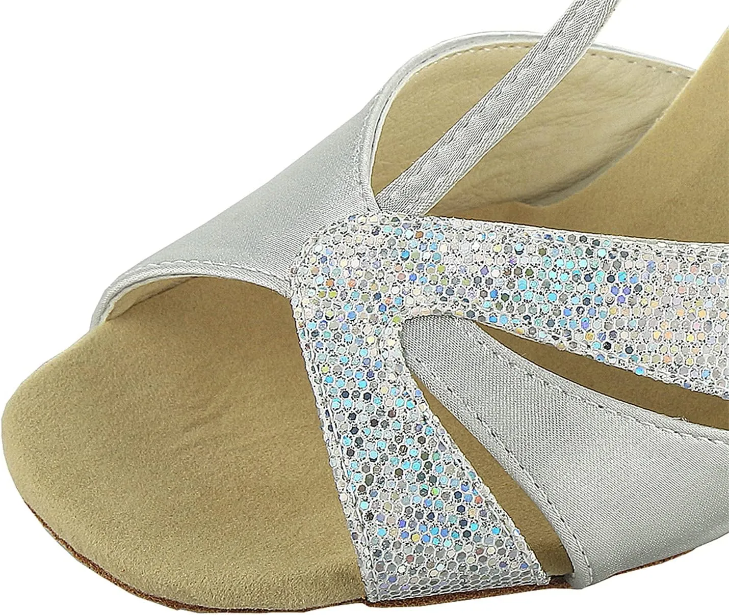 JIAJIA 20518 Women's Satin Sandals Flared Heel Latin Salsa Performance Dance Shoes