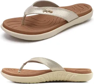 jiajiale Womens Fashion Orthotic Flip Flops Ladies Slip On Lightweight Comfortable Thick Cushion Yoga Mat Thong Sandals With Plantar Fasciitis Arch Support