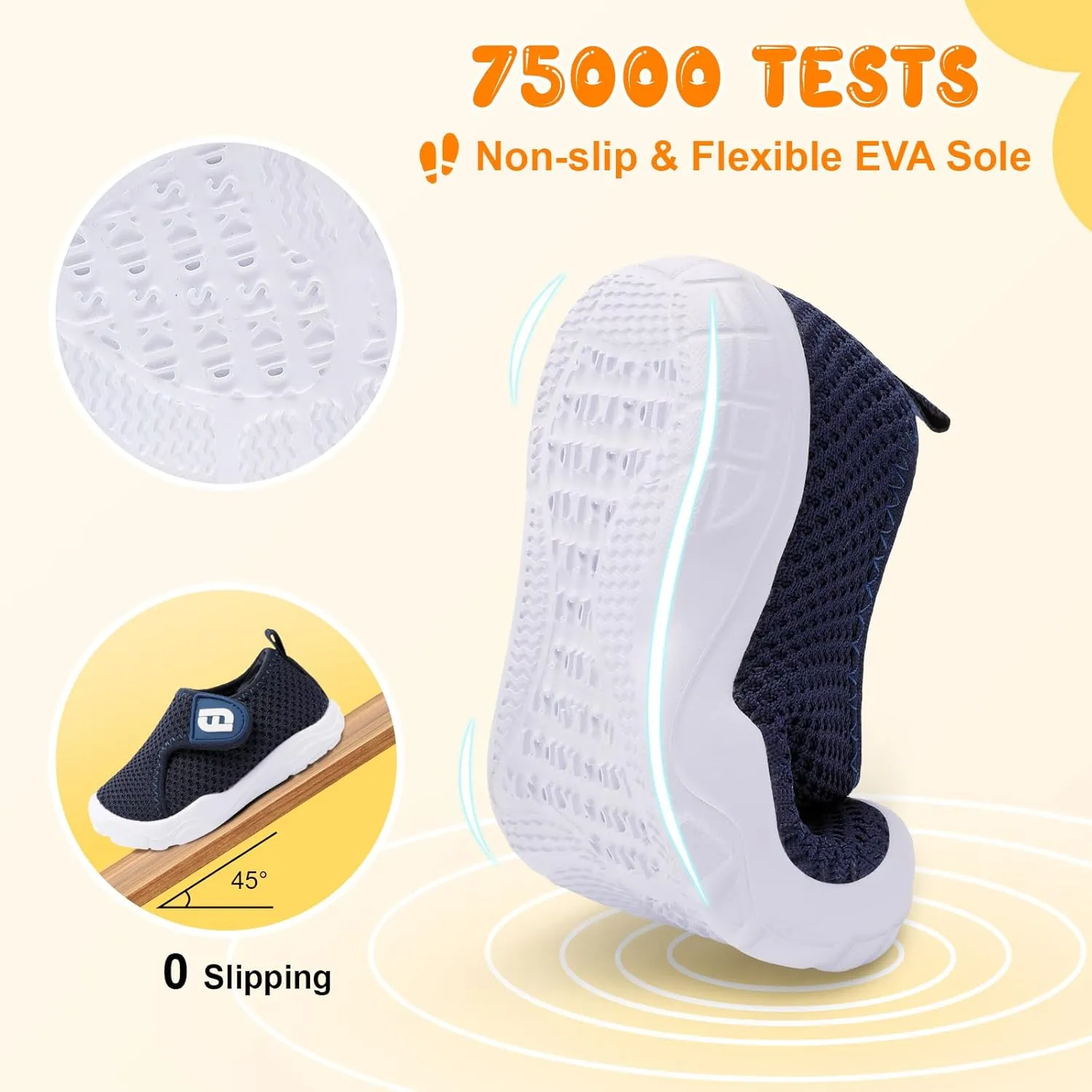 JOINFREE Toddler Boys Girls Barefoot Shoes Breathable Kids Sneakers Lightweight Walking Shoes Slip On Tennie Shoes Wide School Shoes