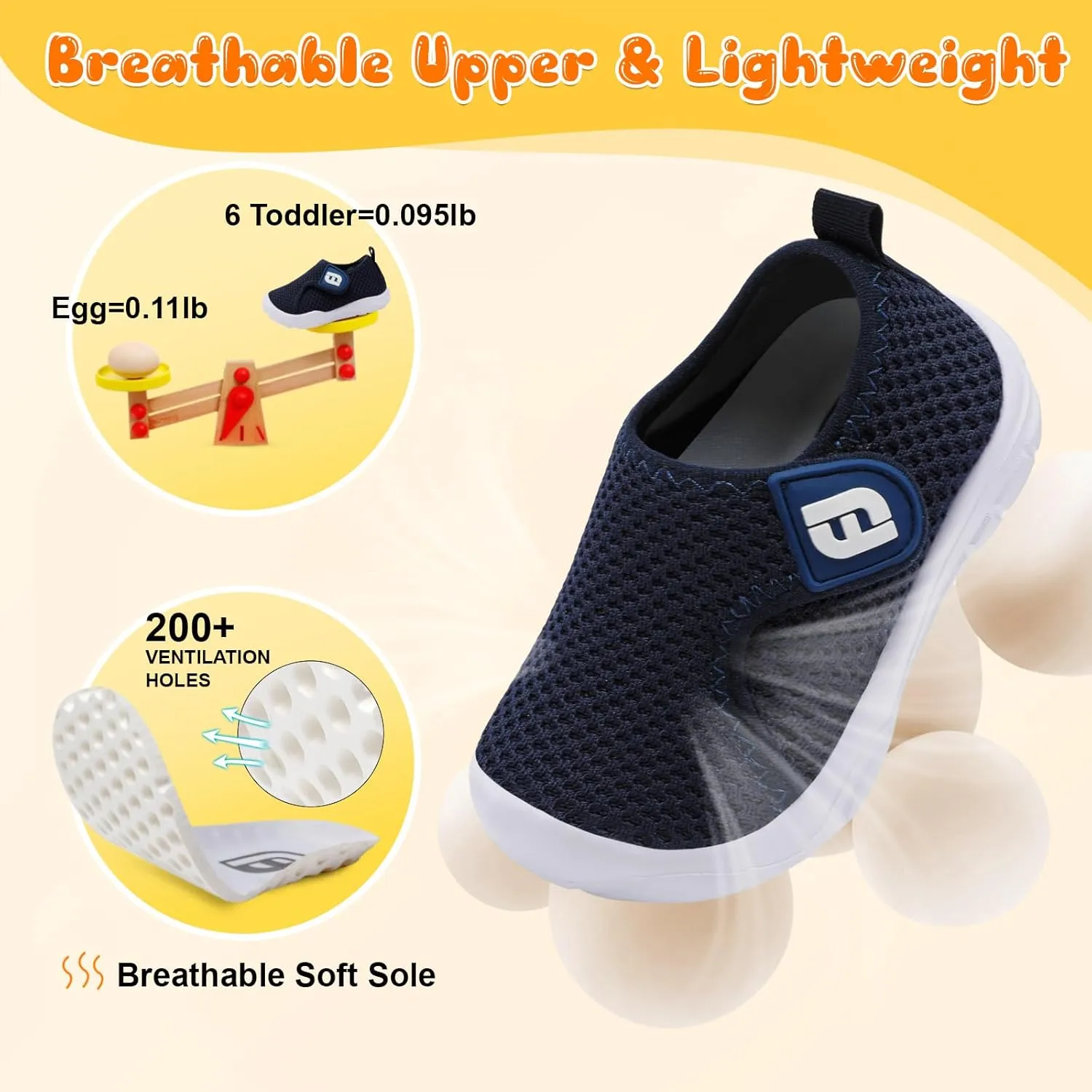 JOINFREE Toddler Boys Girls Barefoot Shoes Breathable Kids Sneakers Lightweight Walking Shoes Slip On Tennie Shoes Wide School Shoes