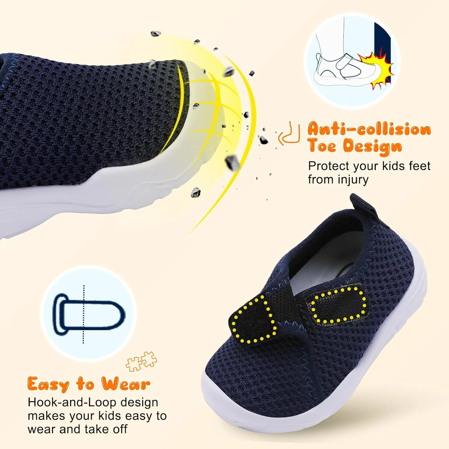 JOINFREE Toddler Boys Girls Barefoot Shoes Breathable Kids Sneakers Lightweight Walking Shoes Slip On Tennie Shoes Wide School Shoes