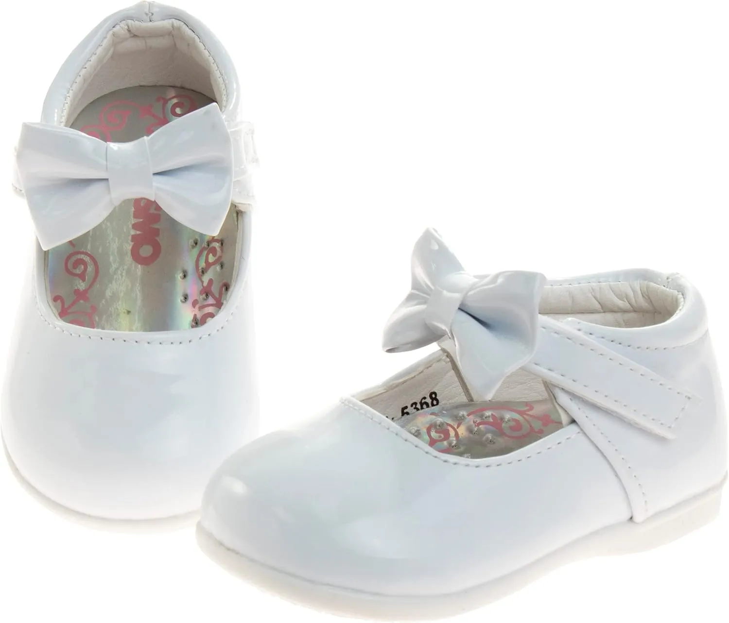 Josmo Girl's Baby Walking Kids Mary Jane Flats-Formal Dress Shoes Newborn Infant Walker Moccasins Crib Bow Knot First Step Patent Slip-On Christening