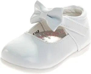 Josmo Girl's Baby Walking Kids Mary Jane Flats-Formal Dress Shoes Newborn Infant Walker Moccasins Crib Bow Knot First Step Patent Slip-On Christening