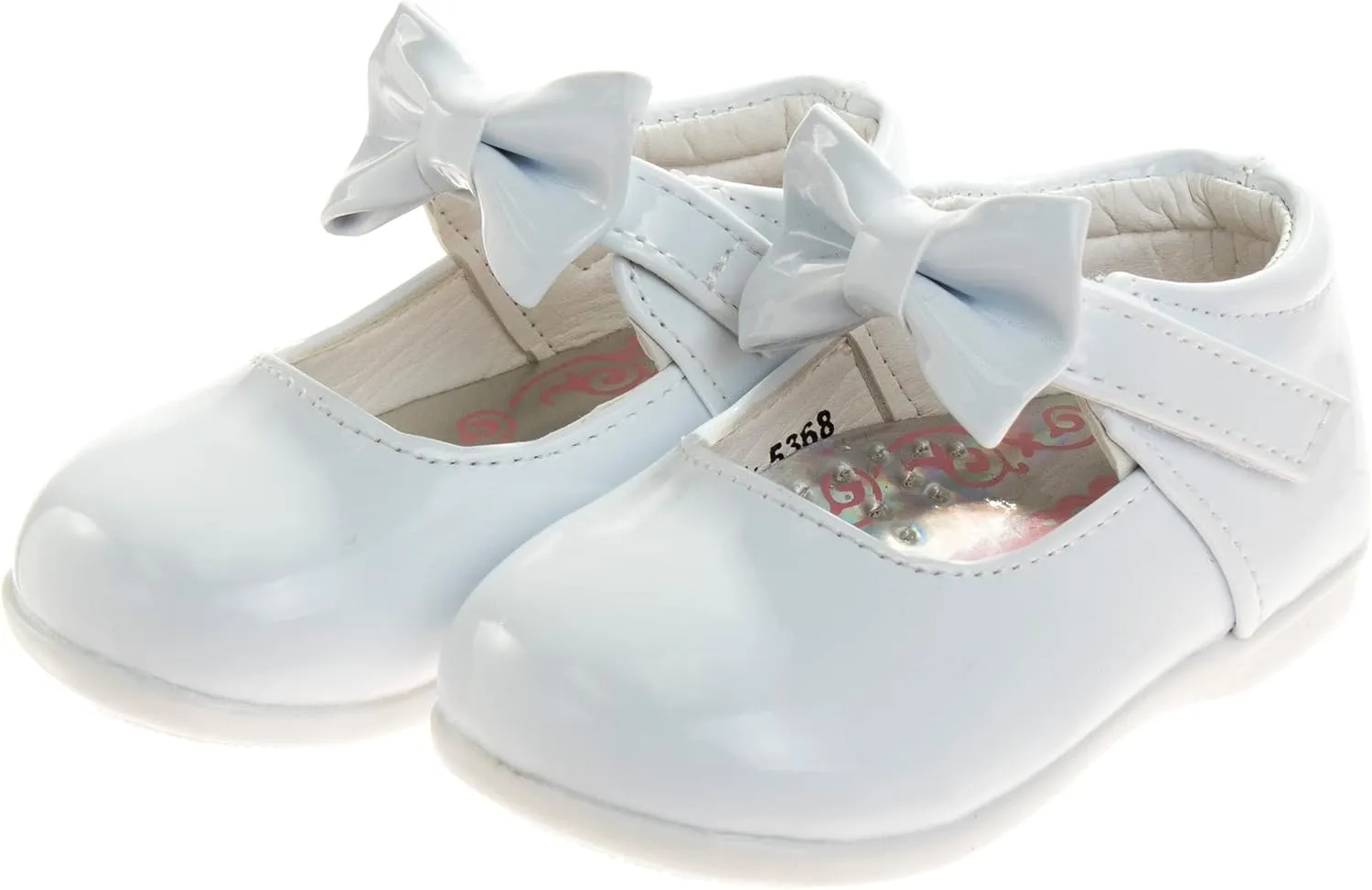 Josmo Girl's Baby Walking Kids Mary Jane Flats-Formal Dress Shoes Newborn Infant Walker Moccasins Crib Bow Knot First Step Patent Slip-On Christening