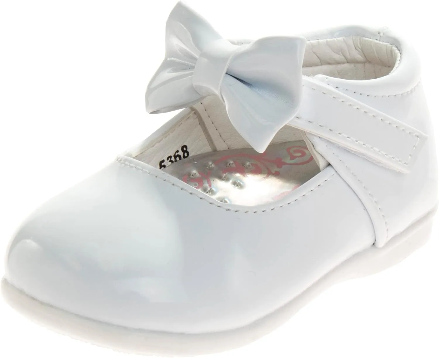 Josmo Girl's Baby Walking Kids Mary Jane Flats-Formal Dress Shoes Newborn Infant Walker Moccasins Crib Bow Knot First Step Patent Slip-On Christening