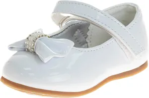 Josmo Girls Mary Jane Flats with Bow - Baby Infants Toddlers Dress Shoe Maryjane Loafer