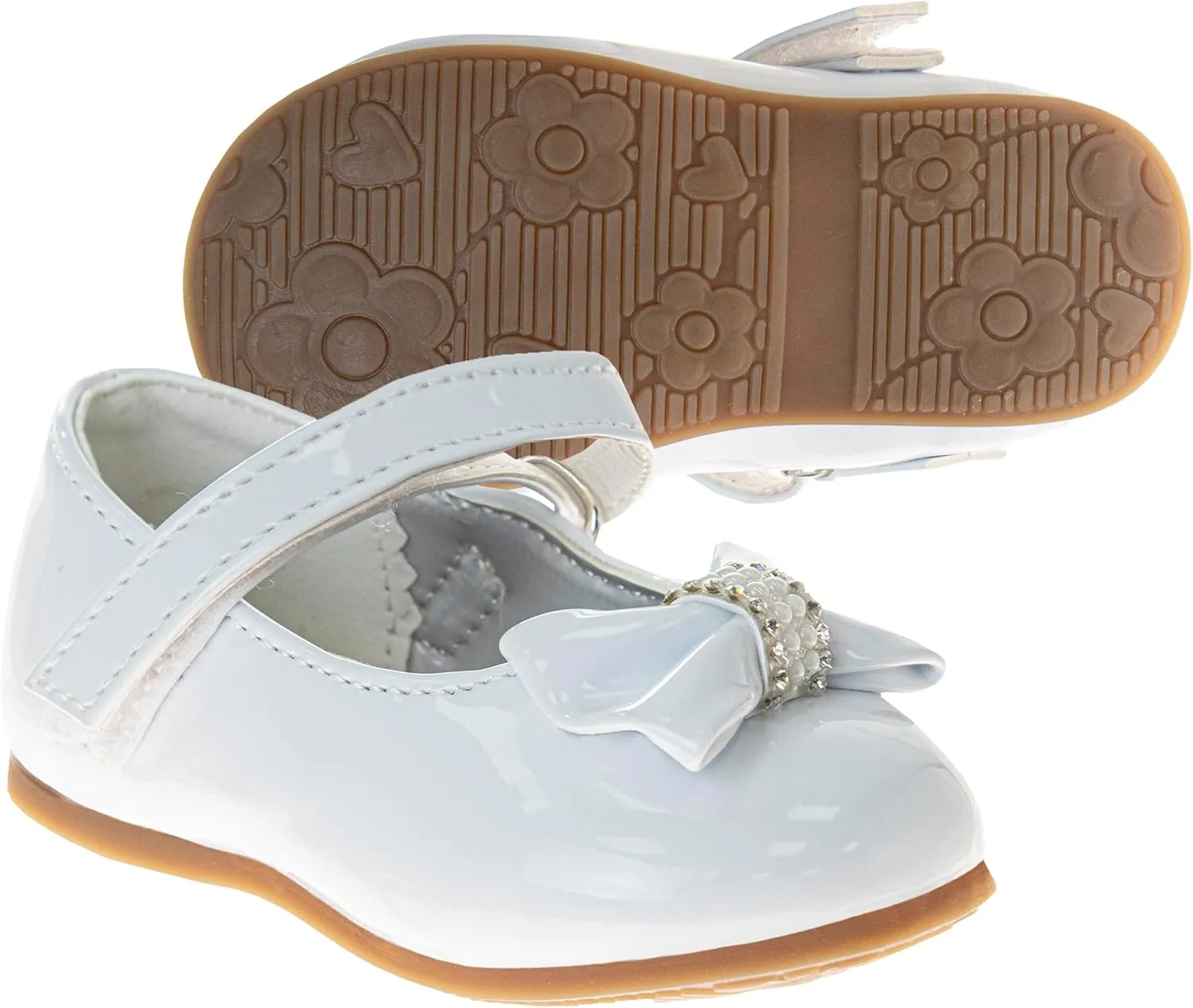 Josmo Girls Mary Jane Flats with Bow - Baby Infants Toddlers Dress Shoe Maryjane Loafer