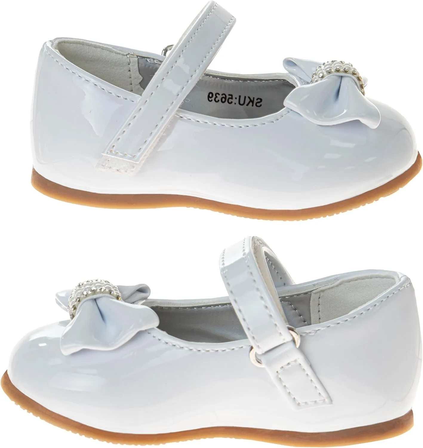 Josmo Girls Mary Jane Flats with Bow - Baby Infants Toddlers Dress Shoe Maryjane Loafer
